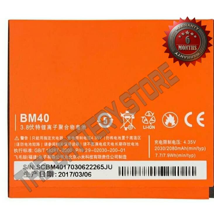 Image of THE BATTERY STORE Orignal BM40 Battery for Xiaomi Redmi MI 2A Battery with 6 Month Warranty and High Capacity Battery Backup Carefully Check Your Phone Model and Purchase(for BM40)