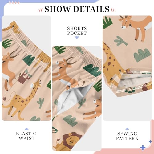 Tiger Lion Giraffe Boys Long Pants Soft Trousers Elastic Waist Kids Lounge Bottoms with Pockets S-XL4