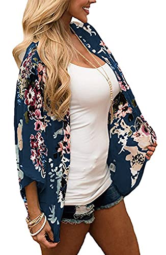 Womens Cover Ups Chiffon Floral Print Kimono Loose Shawl Cardigan Boho Summer Casual Blouse Top Sexy Beach Swimwear2