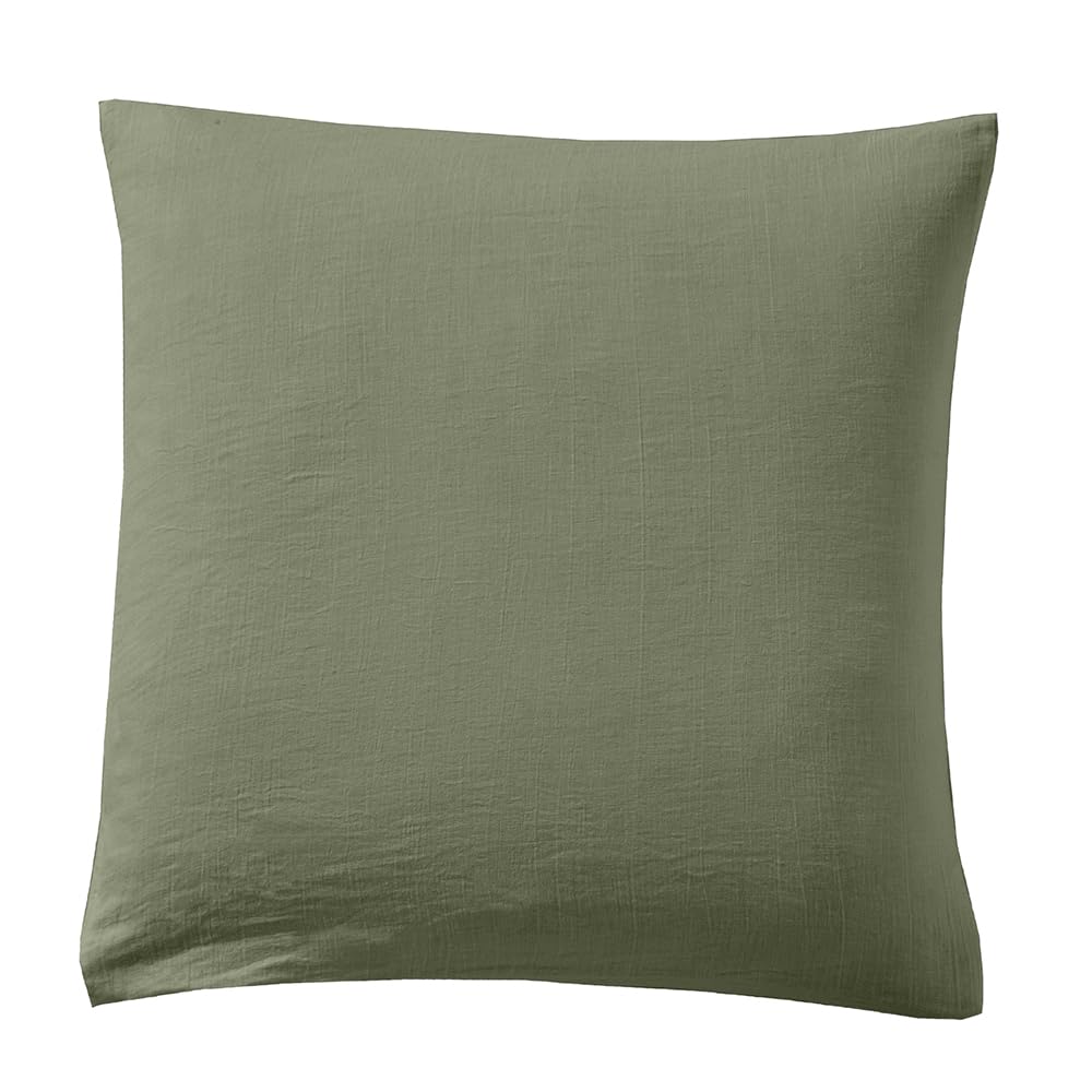 Duquennoy & Lepers - Parure de Lit Double Gaze de Coton - Housse de Couette 240×220 CM avec Boutons + 2 Taies – Tissu 71 Fils, 145 g/m² - Douce, Aérée et Élégante - Oeko-TEX® - Kaki