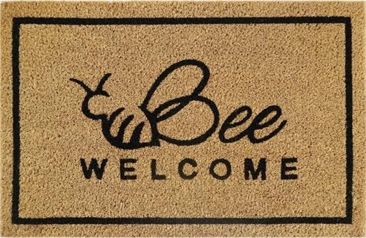 AP Supplies Rubber-Backed Coir Door Mat 40cm x 60cm - Durable, Non-Slip, Eco-Friendly, Absorbent Coir Mat for Indoor/Outdoor, Entrance, Floor (BEE WELCOME)