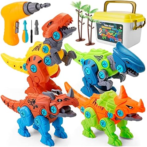 FancyWhoop Take Apart Dinosaur Toys for Kids - STEM Educational DIY Plastic Dinosaurs Set with Drills & Box, Construction Build Interactive Toy Gift for Boys Age 3 4 5 6 7 Year Old and Up Cover