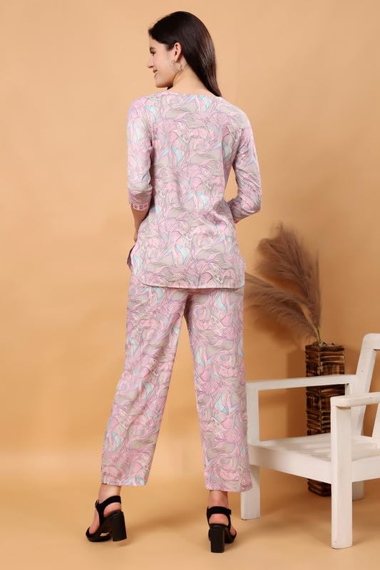 Image of London Hills Women Printed Kurta with Pant Salwar Suit Set || Plazo Kurti Cotton Set