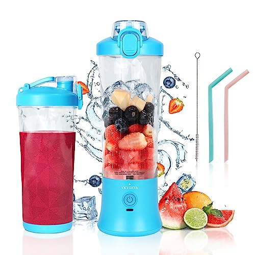 Portable Blender, VKYOZVA Personal Blender for Shakes and Smoothies, 240W Smoothie Blender with 6 Stainless-Steel Sharper Blades,USB Rechargeable Blender Cup Travel Lid with 2 Straws And Brush Portable Blender, VKYOZVA Personal Blender for Shakes and Smoothies, 240W Smoothie Blender with 6 Stainless-Steel Sharper Blades,USB Rechargeable Blender Cup Travel Lid with 2 Straws And Brush