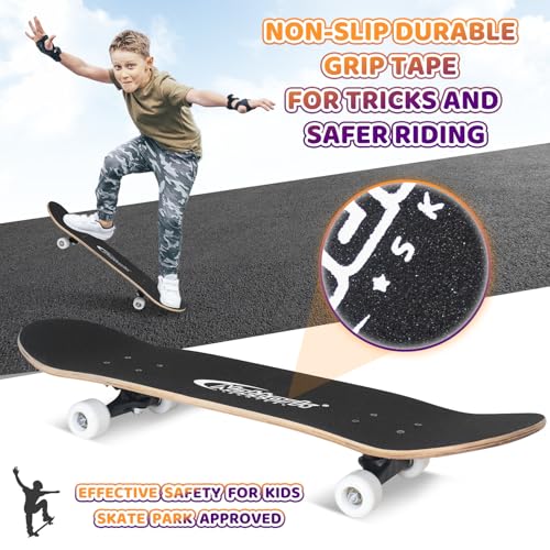 Image of Nattork 31 Inch Complete Skateboard, Standard Skateboards for Beginners, Wood 9 Layer Canadian Maple Trick Skate Boards for Boys Girls Youth Teens Adults