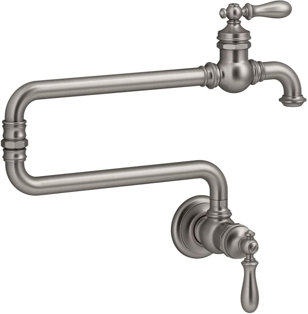 99270-VS Artifacts Single-Hole Wall-Mount Pot Filler Kitchen Sink Faucet with 22-Inch Extended Spout, Vibrant Stainless