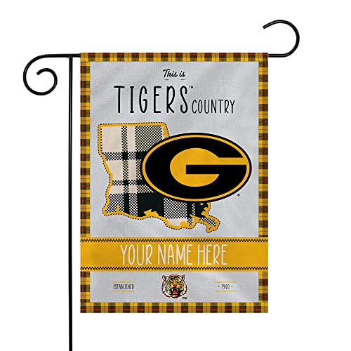 Rico Industries NCAA Grambling State Tigers This is Tigers Country - Plaid Design Personalized Garden Flag