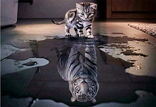 YEESAM ART - Kit Completo de Taladro de Diamante 5D, diseño de Gato y Tigre, 30 x 40 cm, para Manualidades, Cristales, Diamantes, Pintura pasada, diseño de Punto de Cruz, Kits de número, 40 * 30 Cover