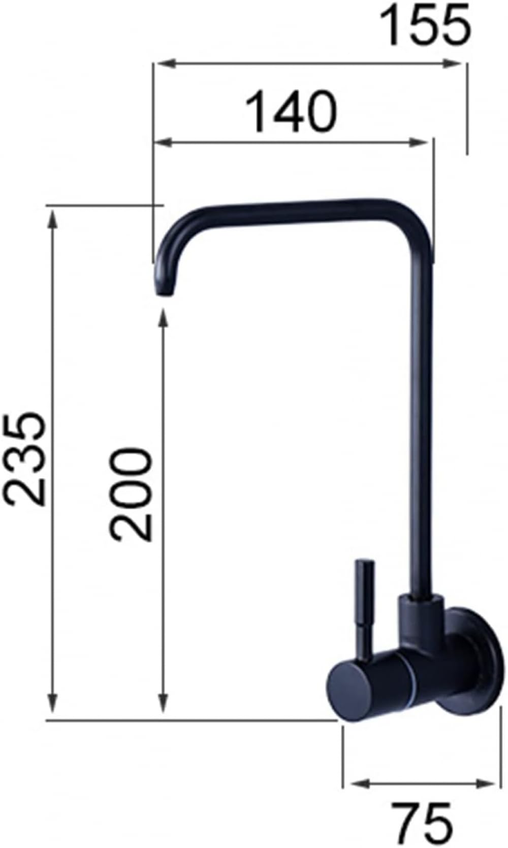 Grifo de Cocina con Filtro de Agua, Grifo de ósmosis inversa de un Solo Orificio, Grifo de Fregadero de Acero Inoxidable para Montaje en Pared, Color Negro (Negro)
