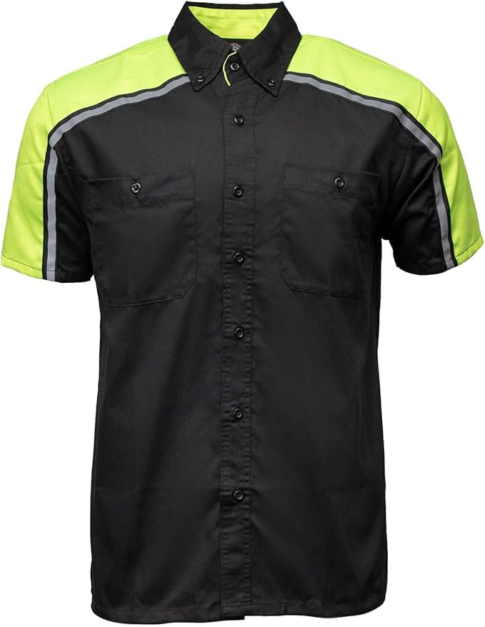 Men’s Classic Two-Tone Button up Industrial Work Mechanic Heavy Duty Short Sleeve Shirt Variety of Colors4