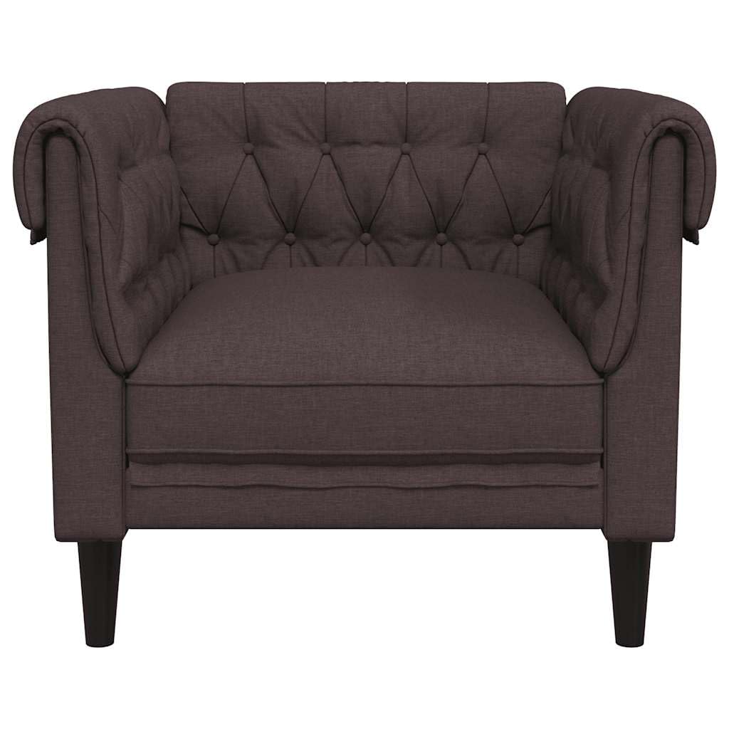 vidaXL Chesterfield Sessel, Polstersessel mit Armlehnen Rückenlehne Stützbeine, Loungesessel für Wohnzimmer, Clubsessel, Modern, Dunkelbraun Stoff