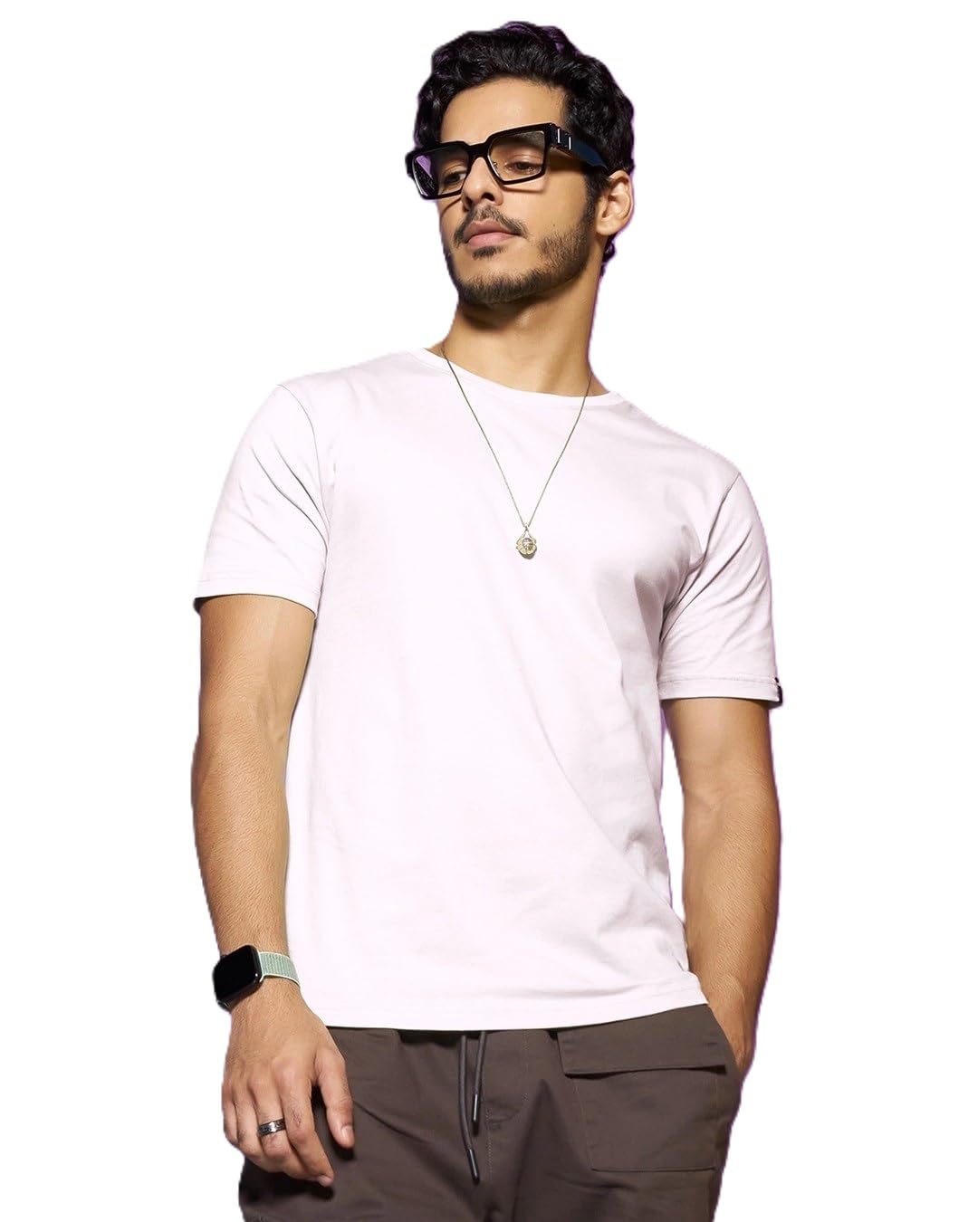 HIGHEK COTTON WHITE CASUAL SUMMER WEAR TSHIRT for MENS