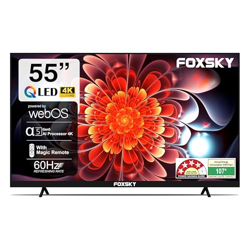 Image of Foxsky 139 cm (55 inch) Frameless Series QLED 4K Ultra HD LED Smart TV FS55GATV (Black)