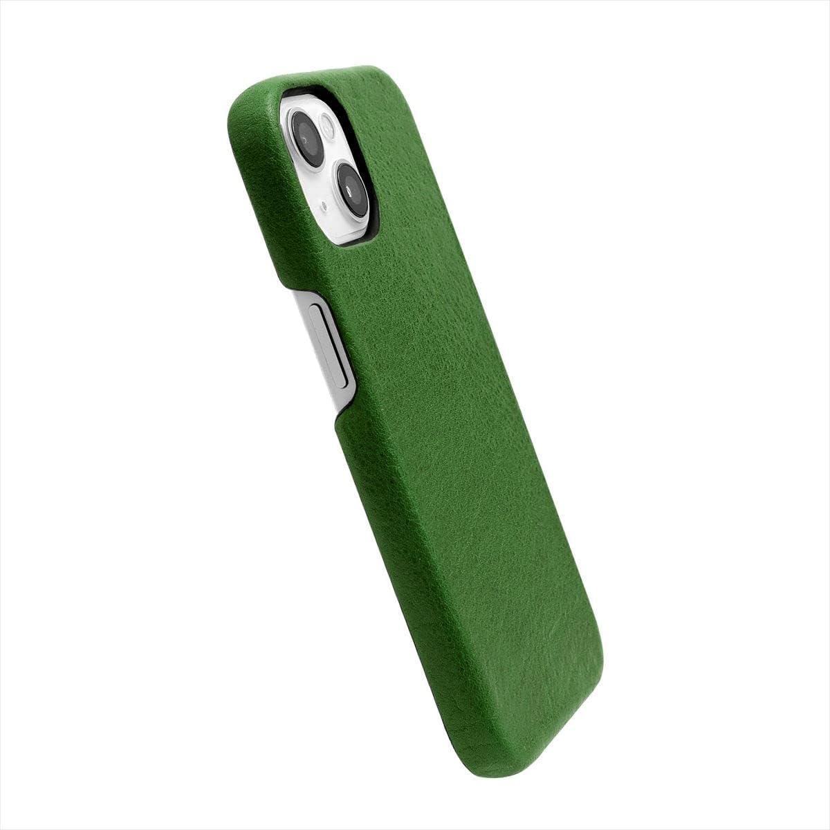Abbi Signature ABS22311i13 Genuine Leather Back Cover, Pierrot LUX Italian Leather Back Cover, iPhone Case, Wireless Charging, Vegetable Tanned Leather, Clown Lux, Made in Japan, Handmade Green