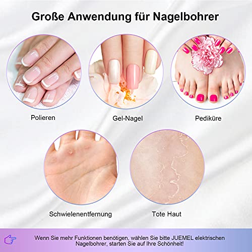 Elektrische Nagelfeile, JUEMEL Nagelfräser Maniküre für Gelnägel Acryl Gele Kallus Entfernen,11 in 1 USB Professionell… – Bild 6