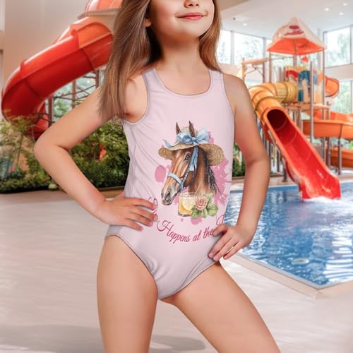 Image of WELLFLYHOM Girls Bathing Suits One Piece 5-14 Kids Full Coverage Swimsuits Cross Back Summer Swimwear for Beach Holiday