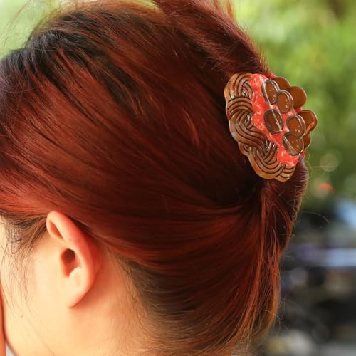 Novelty Pasta Design Acetate Hair Claw Clip, Personalized Cute Noodle Mother's Day Gift,Red and Brown 1PC