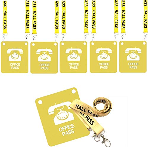 Hall Pass Lanyards with Large Card Passes, Unbreakable School Classroom 5.1 Inch Passes Set for Teacher Parents(Hall Bathroom Library Office & Nurse),5 Pcs(Office)