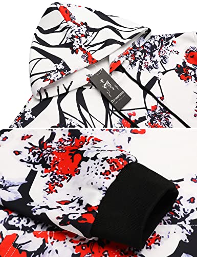 Daupanzees Men's Luxury Casual Long Sleeve Floral Print Hooded Sweatshirt4
