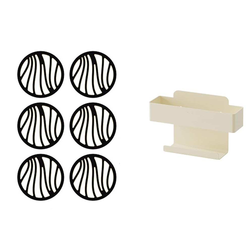 Trivet Mats 6 Pcs 6.1 Inch, Durable Heat Resistant Pads with Storage Rack, Anti-Scald and Non-Slip Hot Plate Mats for Hot Dishes, Hot Cups or Hot Pans, Circle