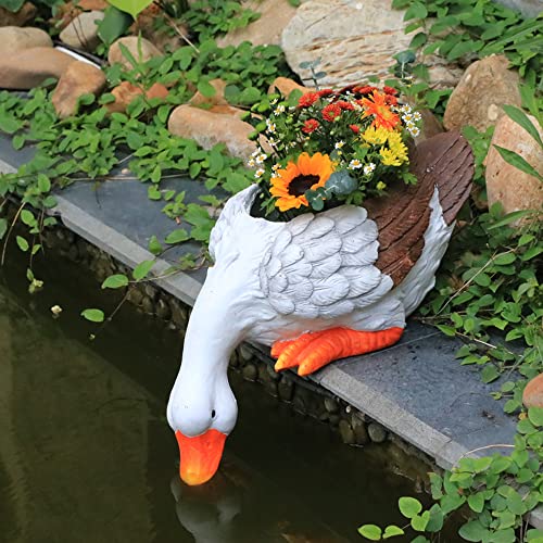 クリエイティブな白鳥の植木鉢の庭の装飾、中庭の装飾、屋外プールの造園シミュレーションのアヒルの動物の盆栽の花、A