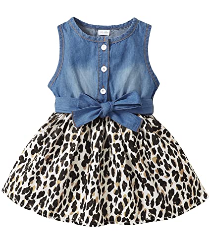 Saeaby Baby Girl Dress Toddler Girl Summer Clothes Infant Sleeveless Dress Denim Flower Sundress Cute Dresses for Girl