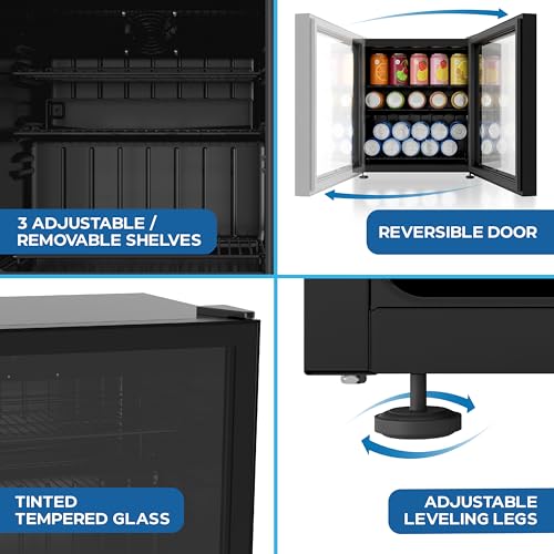 Image of Avanti 60-Can Beverage Center Refrigerator with Glass Door, Adjustable Shelves, Full Range Temperature Control 32F-50F, Black