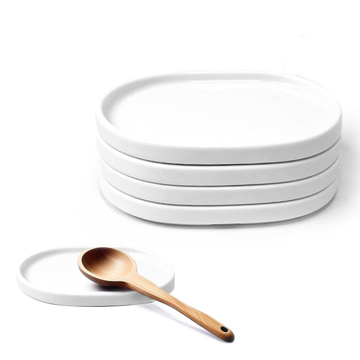 Juego de 4 cucharas de cerámica, soporte para cucharas de cocina de 5.1 pulgadas, para encimera de cocina, soporte de cuchara de cocina para estufa