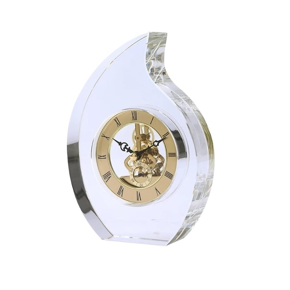 ZTHYSHOZ Table Clock ﻿ Mechanical Crystal Glass Desk Clocks Living Room Office Decorations Creative Home Table Clock