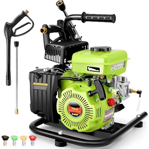 TEANDE 3200PSI Gas Pressure Washer, 2.4GPM Commercial Power Washer Gas Powered, Power Washer Gas Powered with 25’ Hose, Includes 4 QC Nozzles, for Car Wash Machine/Car/Driveway, EPA/CARB/ETL Compliant Cover
