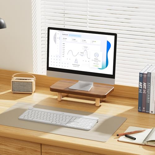 Image of Monitor Stand - Holds 200lbs Ultra Strong Support Wood Monitor Stand Riser for Laptop Computer /TV /PC /Printers, Desk Organizer for Gamming Room&Office, Dual Monitor Stand Riser