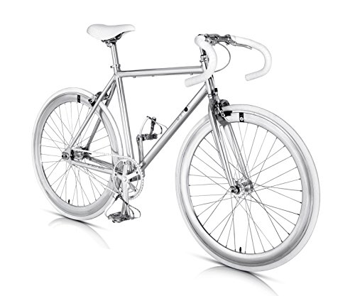 MBM Metal Bicicletta Scatto Fisso da Telaio Alluminio, Alluminio Lucido, 56 cm