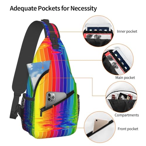 Rainbow Striped Stylish Men'S Messenger Bag - Durable Polyester, Huge Capacity & Adjustable Strap4