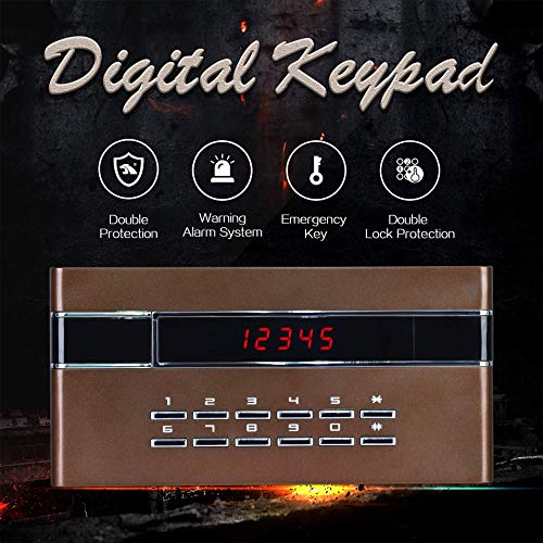 TIGERKING Digital Security Safe Box for Home Office Hotel-Double Safety Key Lock and Password, Steel Home Safes, 1.2 Cubic Feet