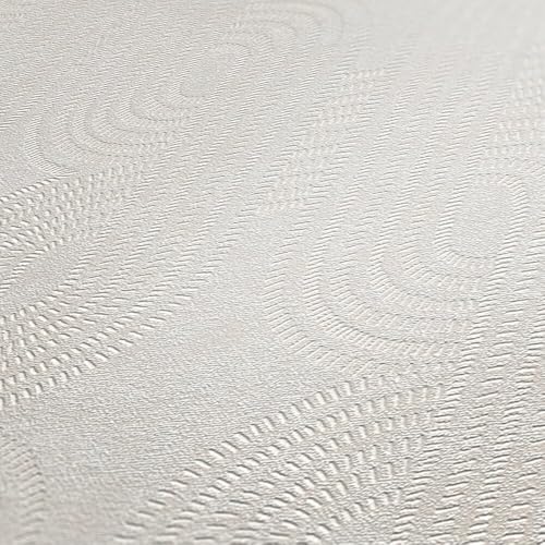 Papier peint intissé avec effet 3D blanc et gris moderne - 5