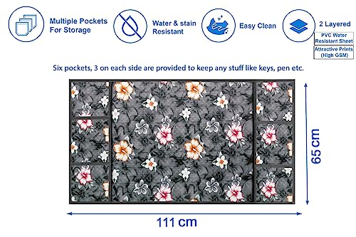 Image of The Furnishing Tree Fridge Top Cover Compatible for Samsung RT28C3032GS /HL, 236 LTR WxL 65x111 in CM Floral Pattern Multi Grey