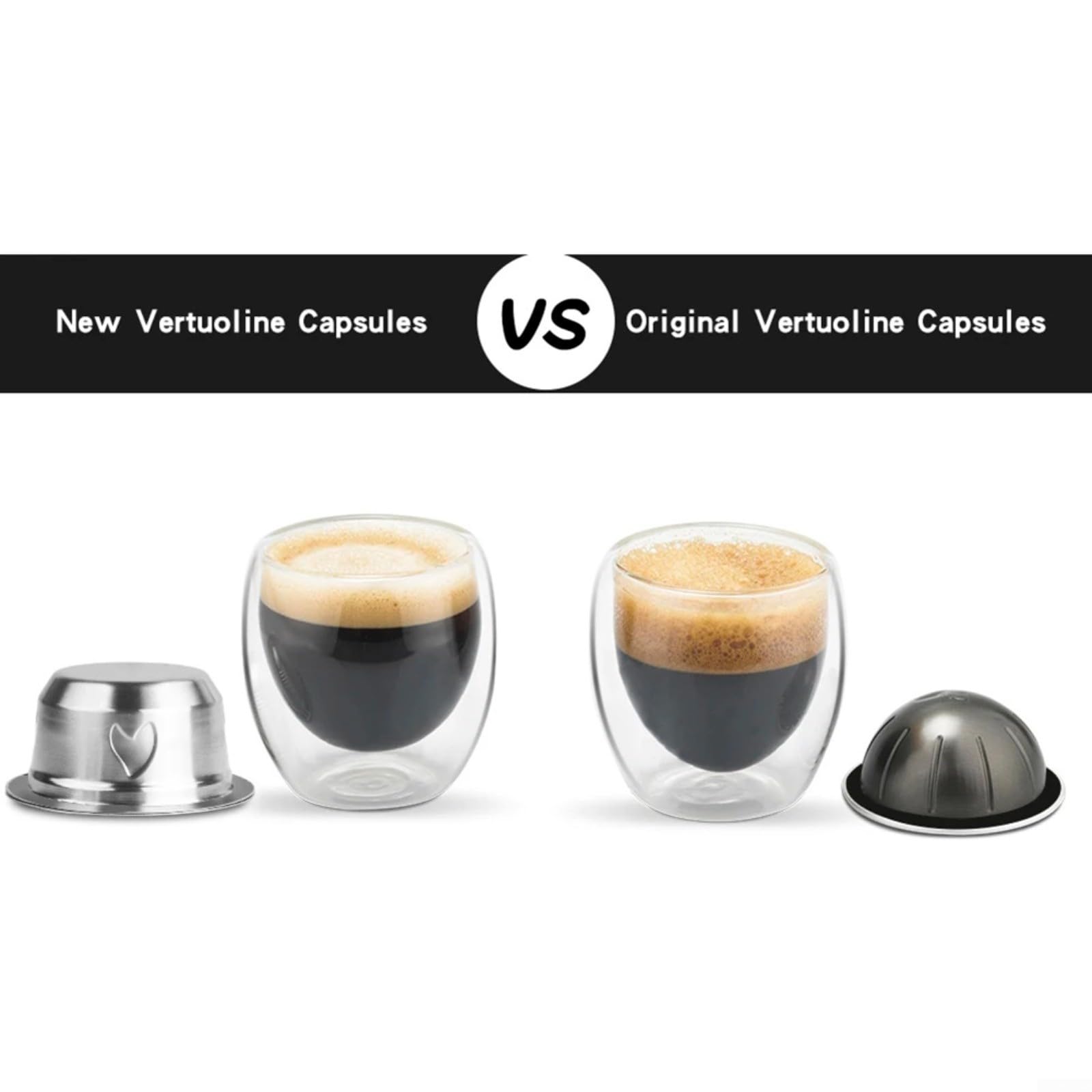 Juego de cápsulas de café reutilizables de acero inoxidable con cepillo de limpieza y cuchara, filtro de cápsulas recargable, uso doméstico sostenible (2 cápsulas + cuchara y cepillo)