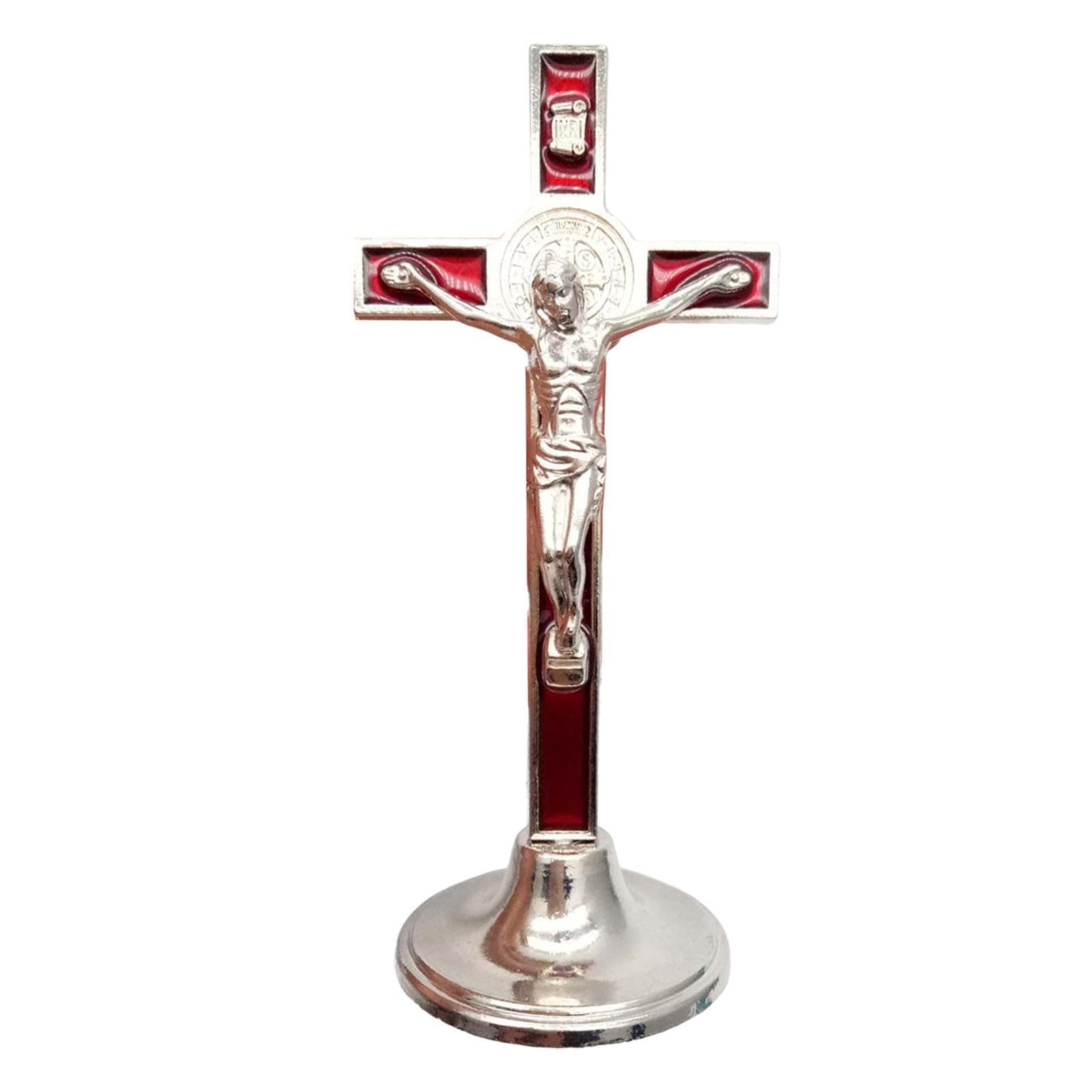 PIXZCSA Crucifix Christ Catholic Jesus Stand Durable Texture Smooth Finish Room Ornament Easter Gift Table Modern Collectible Figurines Room Crucifix Christ