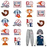 16 PCS Baseball Iron on Patches, Baseball Themed Embroidered Patches, Sports Themed Sew on Applique for Hats, Jeans, Clothes, Bags, DIY Craft Projects