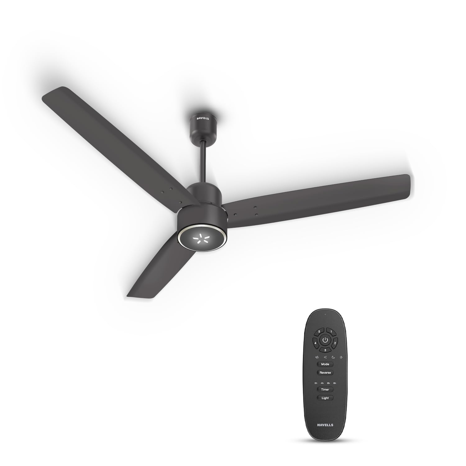Havells FAB BLDC LED Ceiling Fan 1200 mm, 5 star, LED Speed Indicator, 380 RPM, Up to 65% Savings,Reverse Rotation,4 Speed Modes,Low Wattage 30W,Low Noise,Air Flow:235 CMM, 3 Year Warranty,Smoke Brown