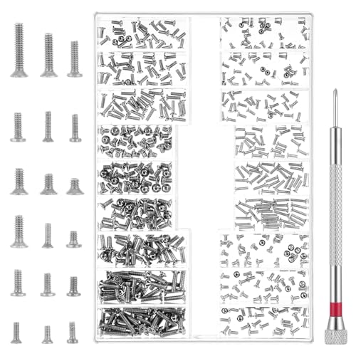 極小ネジ 18種類のM1.2 / M1.4 / M2.0ミニマイクロネジセット ドライバー付属 シルバー 皿頭/平頭 腕時計、メガネ、時計用 修理キット (シルバー)