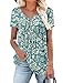 Mystry Zone Womens Button Down Shirts Henley Tops Comfy Summer Blouse Shirt Sleeve Green XL