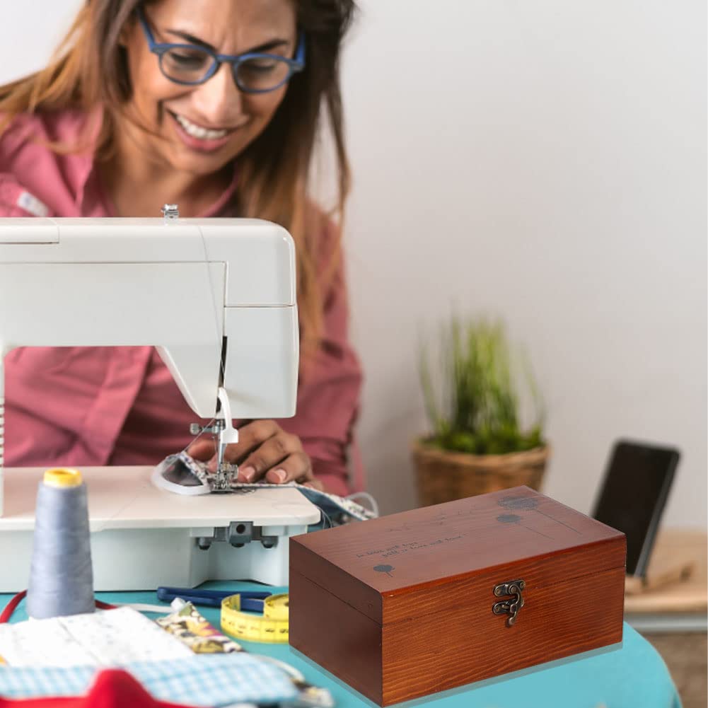 Naaidoos, Huishoudelijke Vintage Houten Naaidoos Naald Draad Opbergdoos Organizer DIY Naaien Gereedschap(Taraxacum Pattern Empty Box
