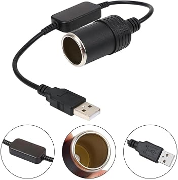USB 2.0 5V 2A'dan 12V 0.8A'ya Araç Çakmak Fişi Dişi Çevirici Adaptör