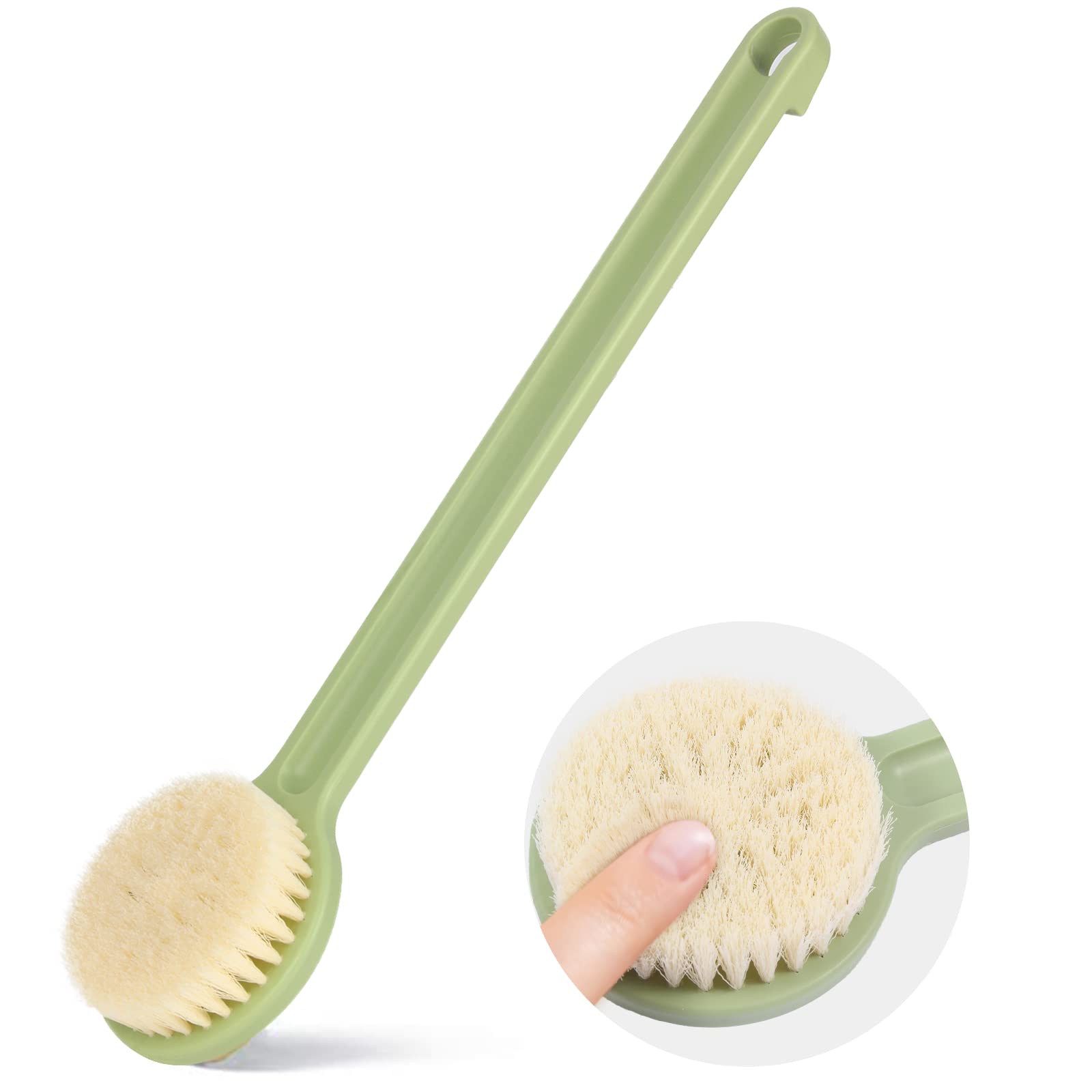 Duschbürste mit weichen Borsten, langer Griff, Rückenschrubber für Dusche, Körperpeeling für Bad oder Trockenbürsten, für Männer, Frauen und ältere Menschen