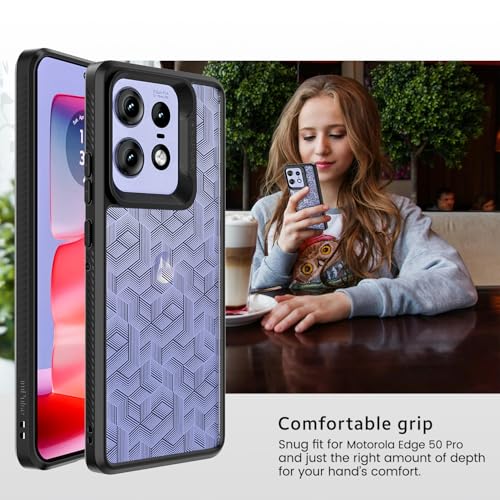 Image of KAPAVER Dazzle Series Back Cover Case for Motorola Edge 50 Pro (TPU+PC) (Stripe Cube-Black)