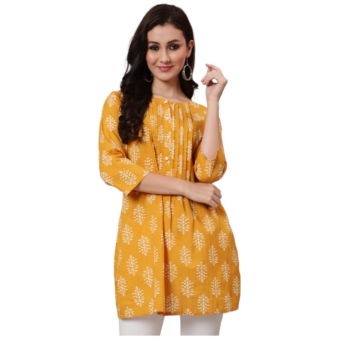 GloriousAvenueWomen Printed Straight Kurti | Ladies Kurta Blouse T-shirt Tunic Top | Ethnic Traditional Ready to Wear