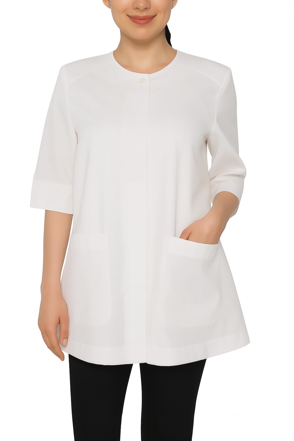 Betty Women's Salon Smock – Bleach-Proof Stylist Jacket, Lightweight Cosmetology Uniform with Pockets, Button-Up