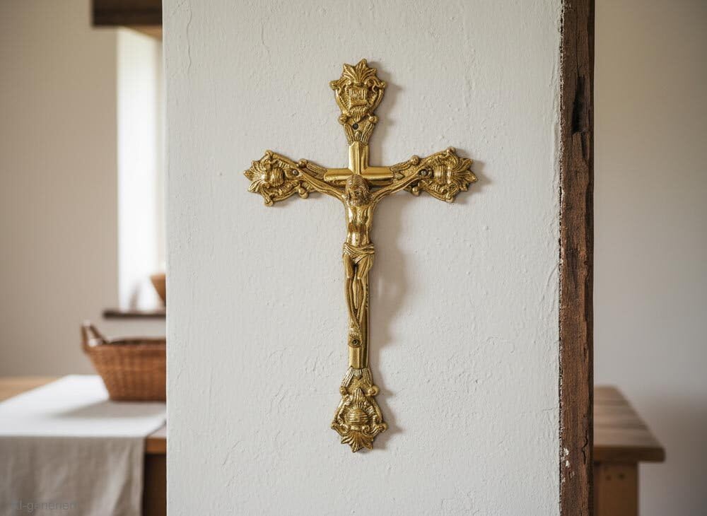 zeitzone Krzyż ścienny z mosiądzu do zawieszenia krzyż Jezus Chrystus krucyfiks 32 cm
