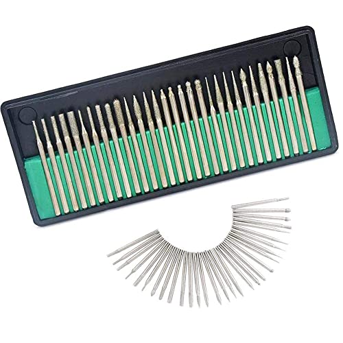 Bestgle 30 Piezas Fresas Diamante, Juego de Brocas de Diamante con 3 mm Vástago, Brocas de Pulido de Esmeril Profesional para Vidrio Piedra Metal Rectificado Rotary Tool Accesorios